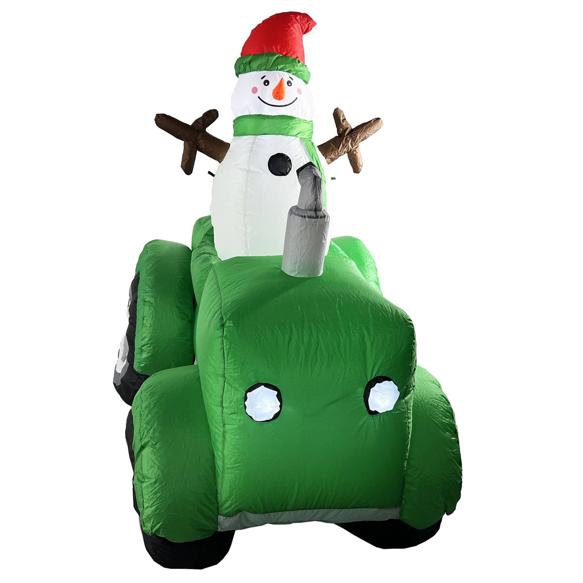 69" Snowman Driving Tractor Airblown Inflatable Figure with LED Lights - Outdoor