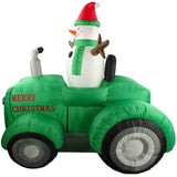 69" Snowman Driving Tractor Airblown Inflatable Figure with LED Lights - Outdoor