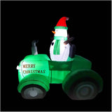 69" Snowman Driving Tractor Airblown Inflatable Figure with LED Lights - Outdoor
