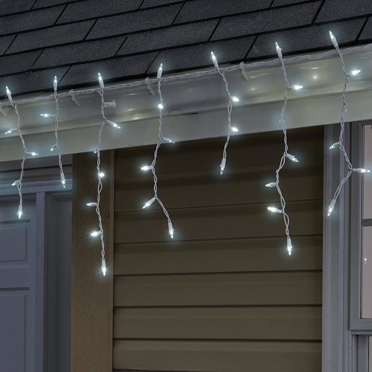 Twinkle Icicle Light Set - Warm White, 100 LEDs