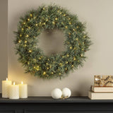 25" Cashmere Wreath - 80 Warm White Micro LED Lights