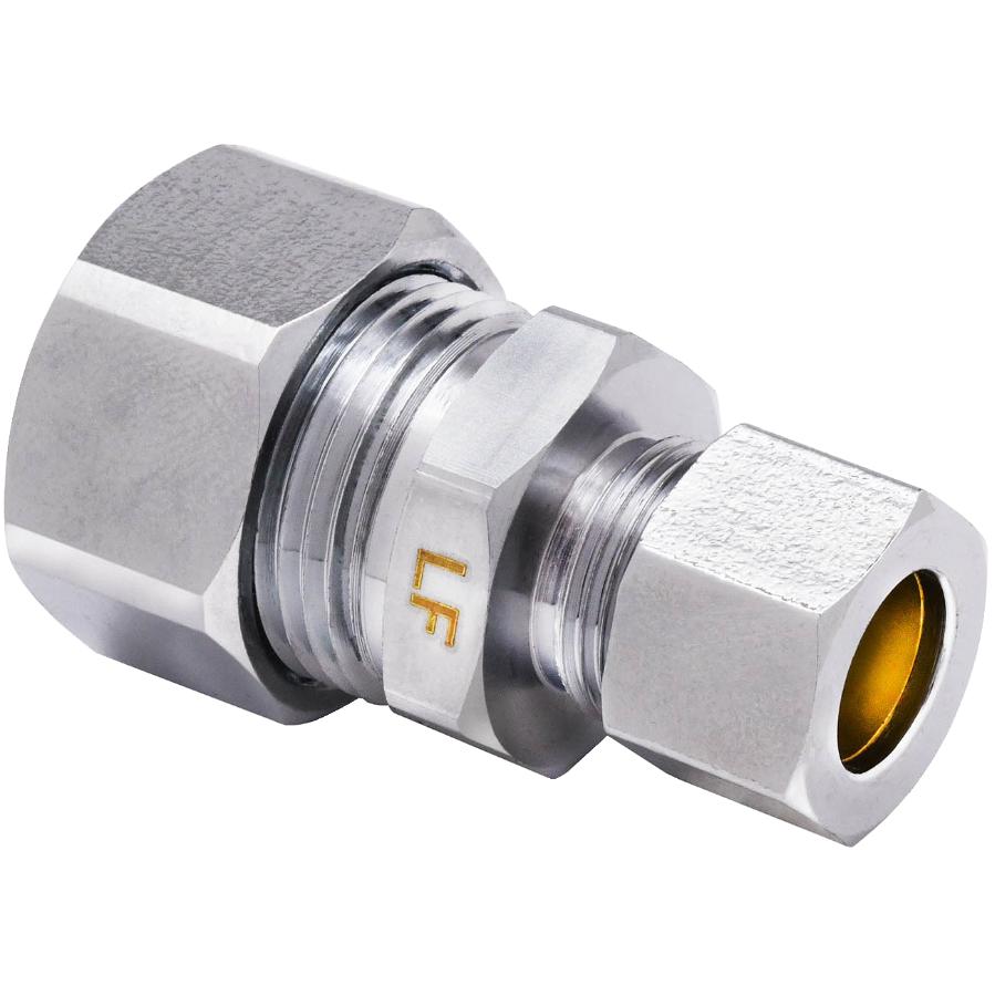 5/8" Nominal Compression x 3/8" Outside Diameter Compression Brass Connector - Chrome Plated