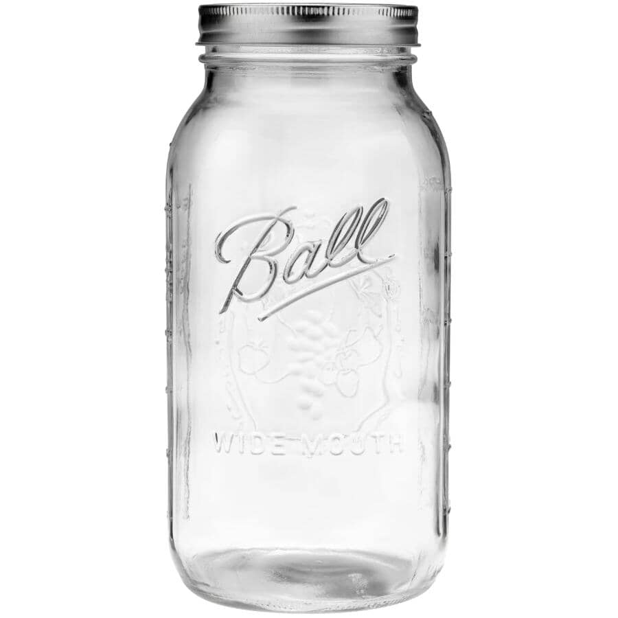 Wide Mason Jars with Lids - 1.8 L, 6 Pack