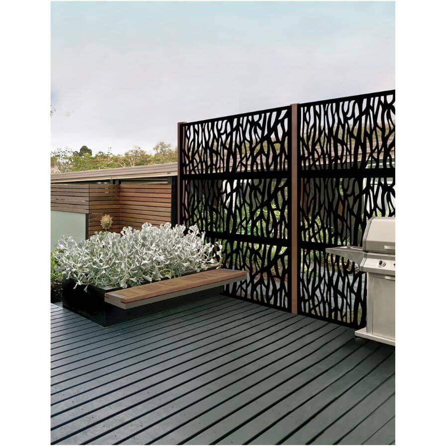 2' x 4' Sprig Black Decorative Screen Panel