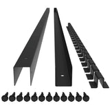 72" x 1" Steel U-Channels for Wood Plank Fencing - Matte Black