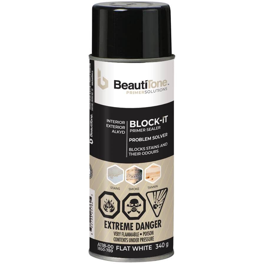 Interior / Exterior Alkyd Block It Primer Spray - White, 340 g