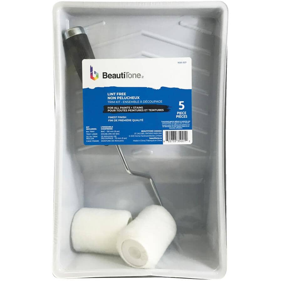 Lint Free Woven Fabric Paint Roller Kit - 3"/76 mm, 5 Pieces