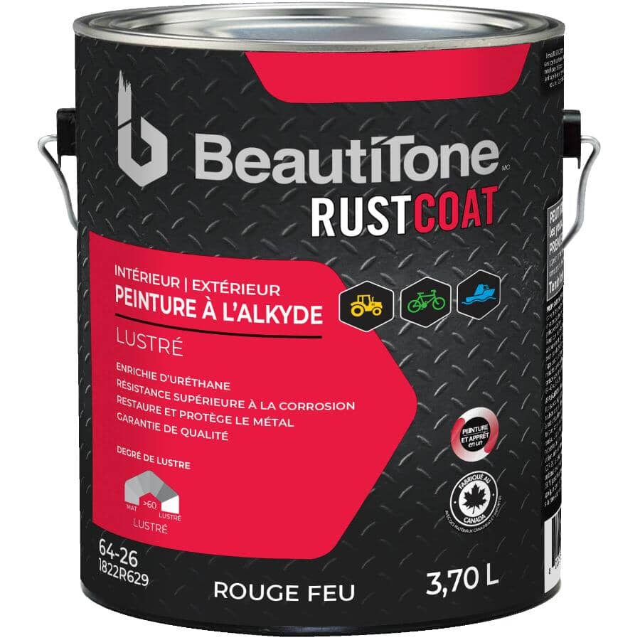 Alkyd Rust Paint - Gloss Fire Red, 3.7 L
