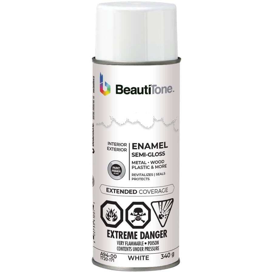 Solvent Enamel Spray Paint - Semi-Gloss White, 340 g