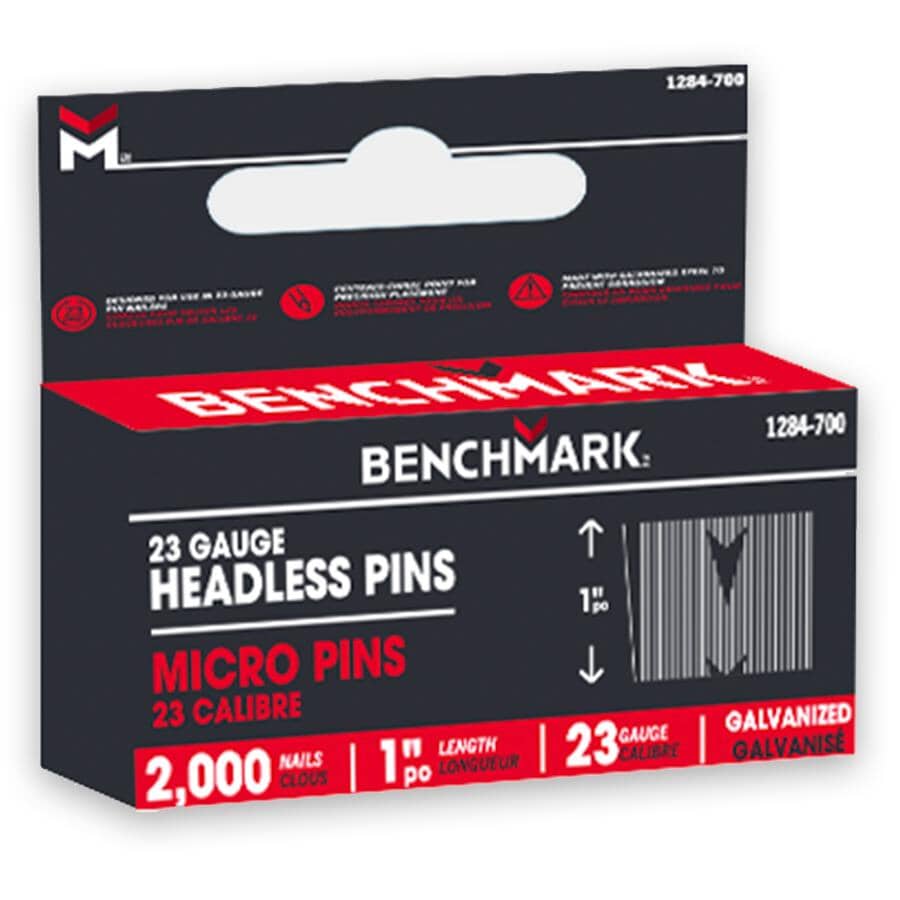 1" 23 Gauge Headless Pin Nails - 2000 Pack