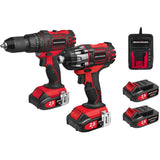 20V Max Lithium-ion Cordless Drill & Impact Driver Combo Kit - with 2 Batteries & Charger