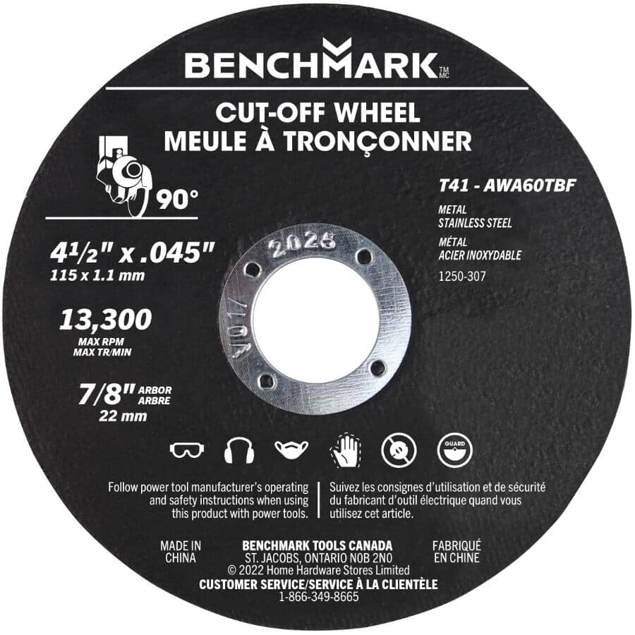 4-1/2" x 0.045" x 7/8" Metal Cut-Off Wheels - 25 Pack