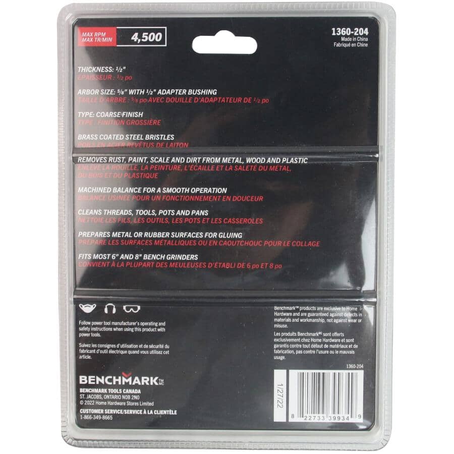 6" x 1/2" x 1/2" Coarse Buffing Wire Wheel