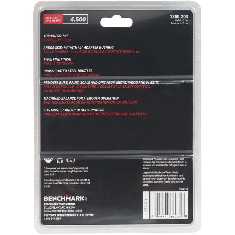 6" x 1/2" x 1/2" Fine Buffing Wire Wheel