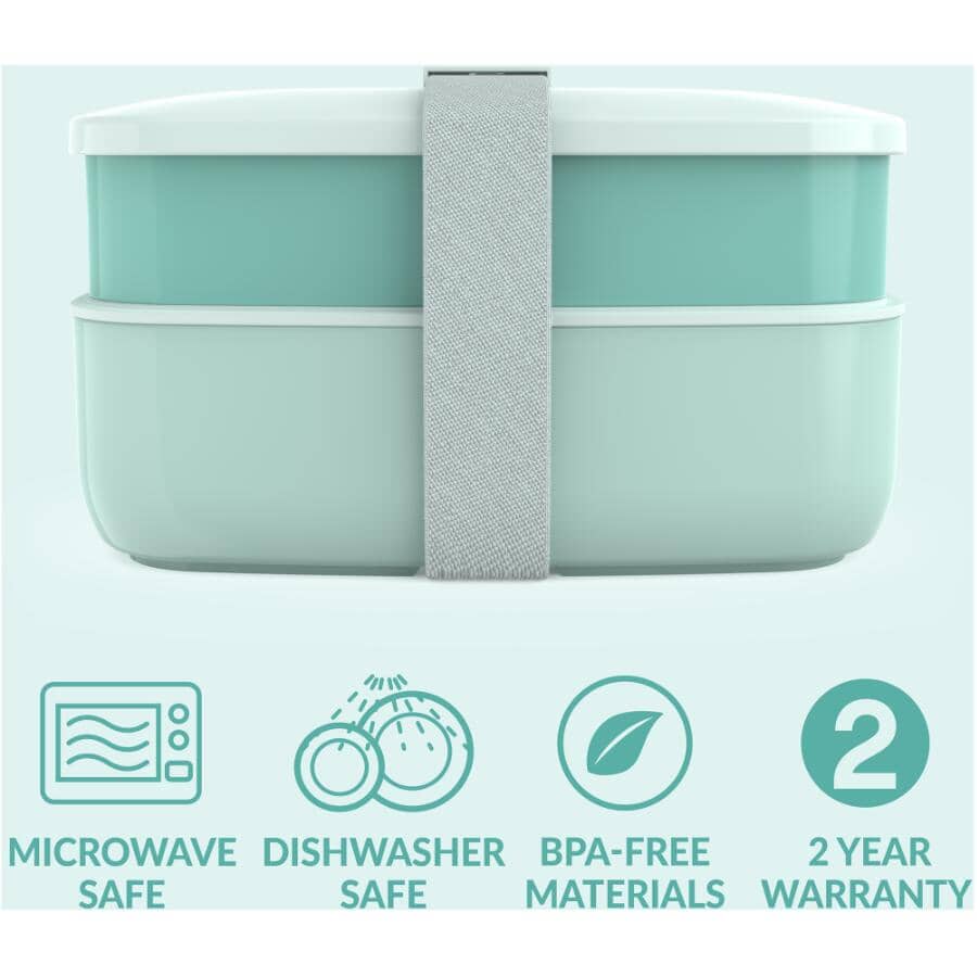 Classic All-in-One Stackable Lunch Box Set - Coastal Aqua, 6 Piece
