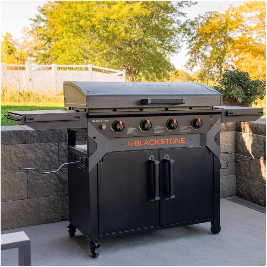 36" Original Iron Forged Griddle with Cabinet - 4 Burner, 768 sq. in.