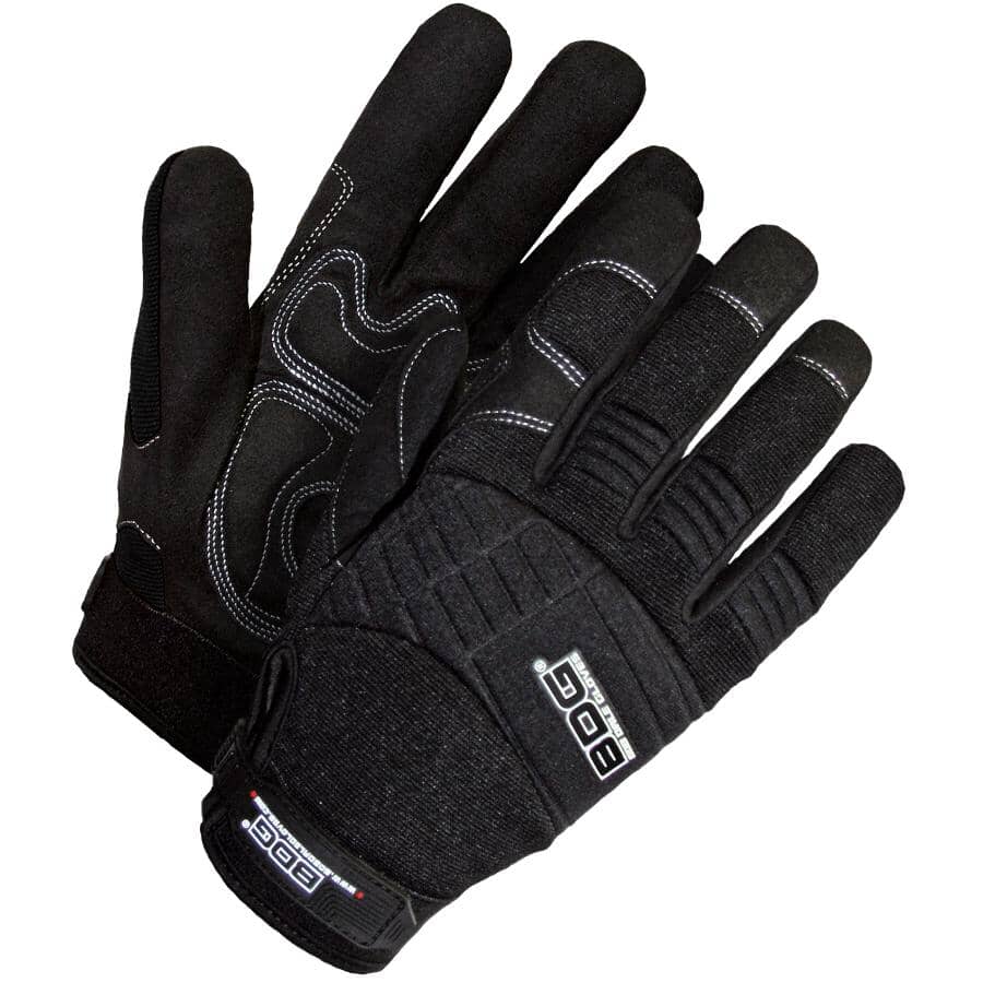 Leather Mechanics Gloves - with Gel Padded Palm, Large