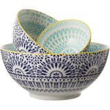 3 Piece Porcelain Serving Bowl Set - Paisley Blue