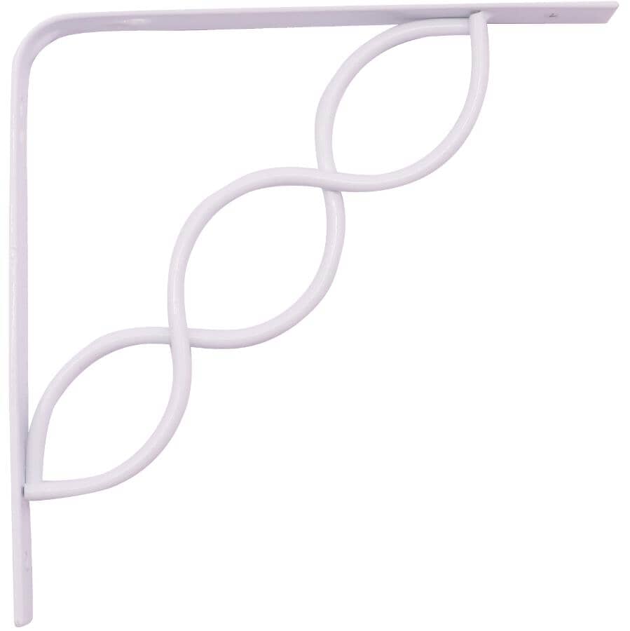 8" Decorative Scroll Shelf Bracket - White