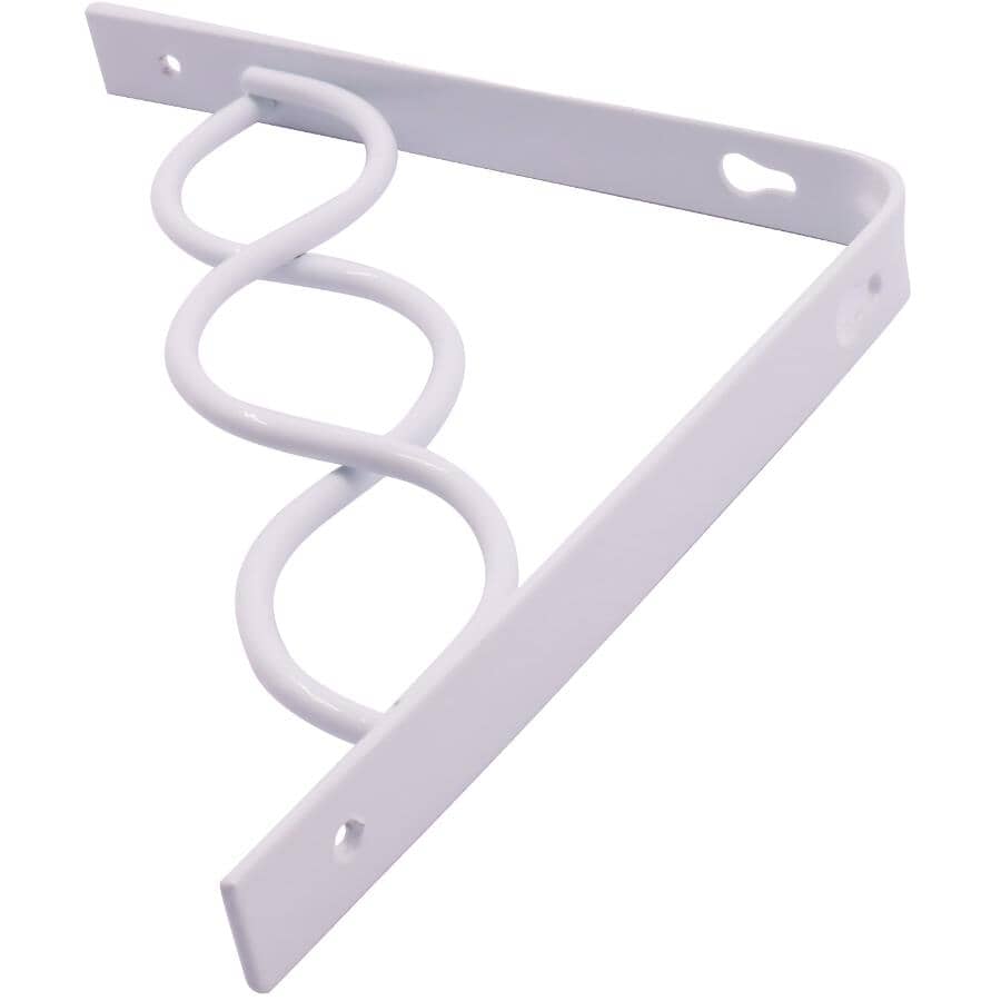 8" Decorative Scroll Shelf Bracket - White