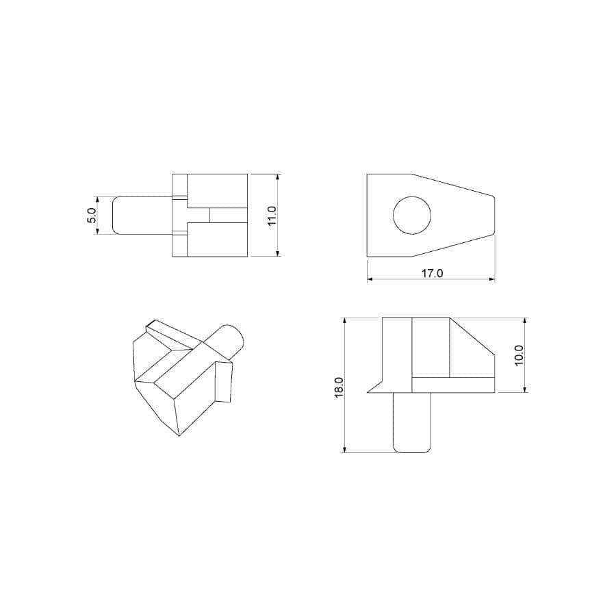 8 Pack 5mm Brown Plastic Shelf Supports