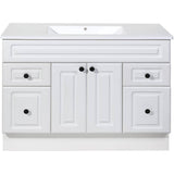 42" W x 21" D Halifax Vanity with Cultured Marble Top - 2 Doors + 4 Drawers, White