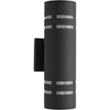 Tay Outdoor Cylindrical Upward & Downward Light Fixture - Black, 13"