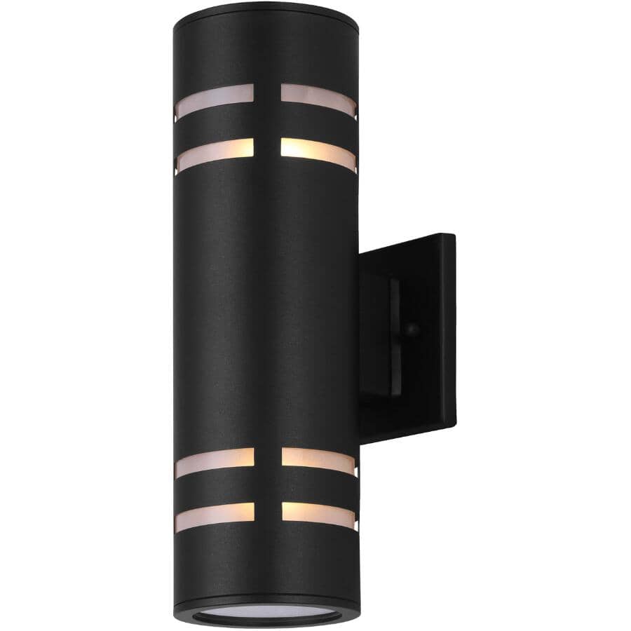 Tay Outdoor Cylindrical Upward & Downward Light Fixture - Black, 13"