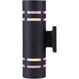Tay Outdoor Cylindrical Upward & Downward Light Fixture - Black, 13"