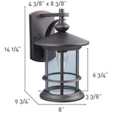 Treehouse Outdoor Downward Coach Light Fixture - Oil Rubbed Bronze with Clear Glass, 14-1/4''