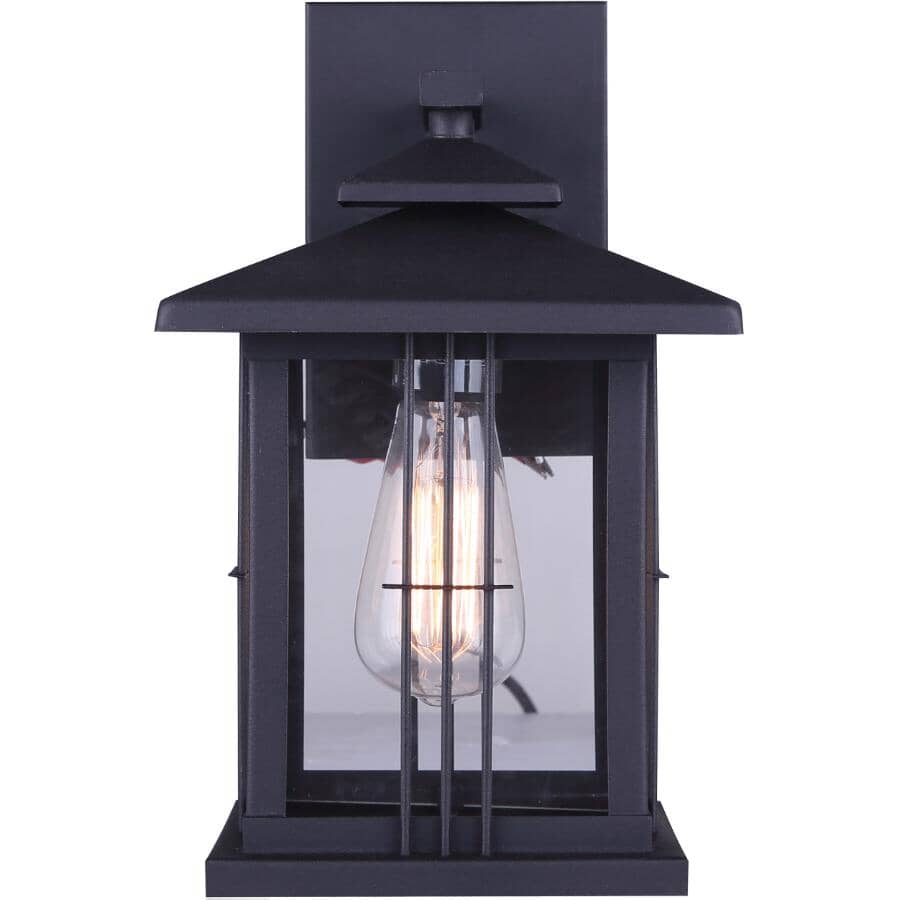 Yuna Outdoor Downward Coach Light Fixture - Black with Clear Glass, 12-1/2''
