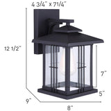 Yuna Outdoor Downward Coach Light Fixture - Black with Clear Glass, 12-1/2''
