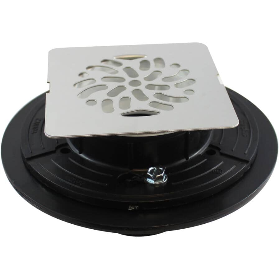 2" ABS Shower Drain - with Square Stainless Steel Strainer