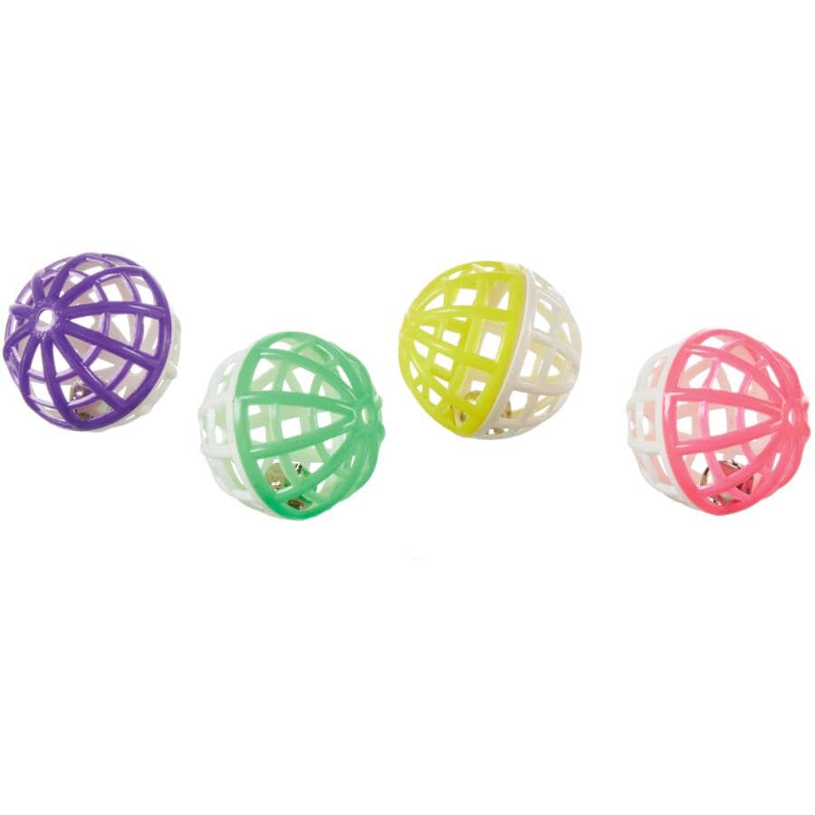 Krazy Rollers Ball Cat Toy - with Bells, 4 Pack