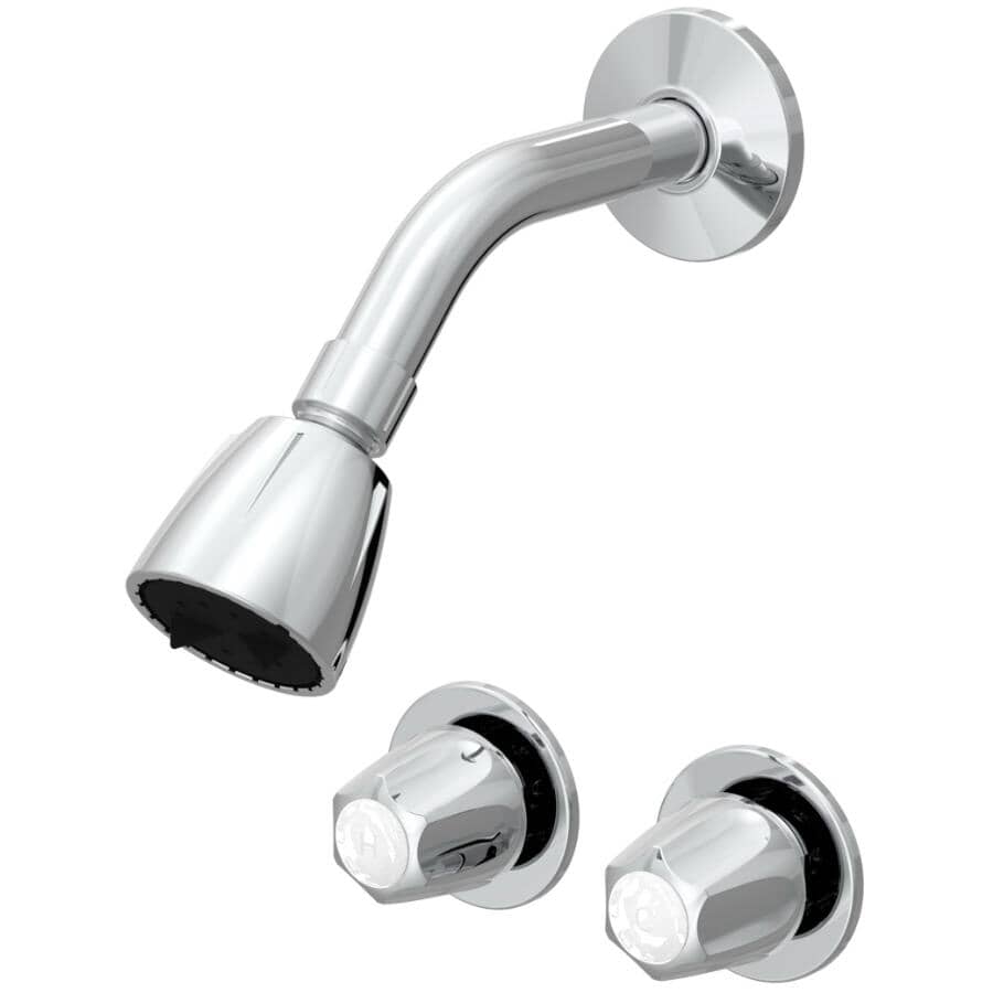 2 Handle Shower Stall Faucet - with ShowerHead, Chrome