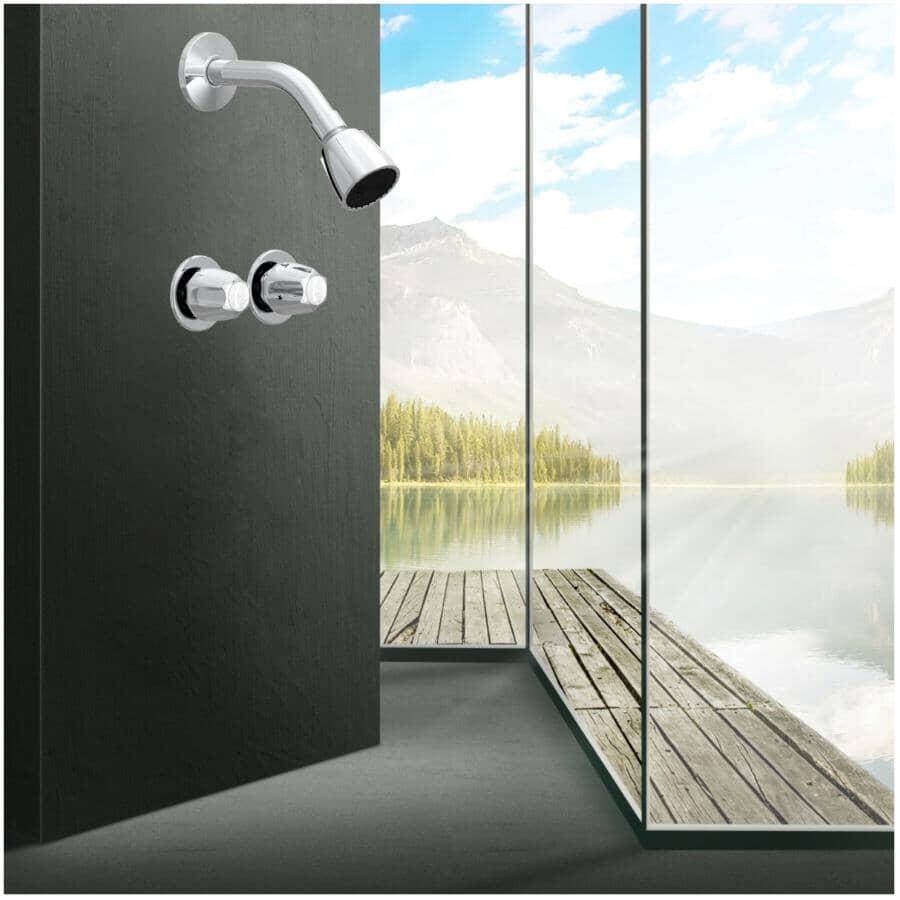 2 Handle Shower Stall Faucet - with ShowerHead, Chrome