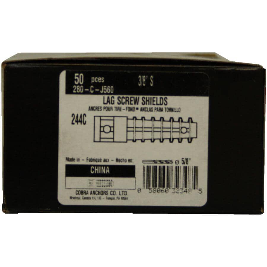 3/8" Short Zinc Lag Screw Shield