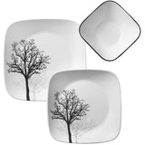 12 Piece Glass Dinnerware Set - Timber Shadows