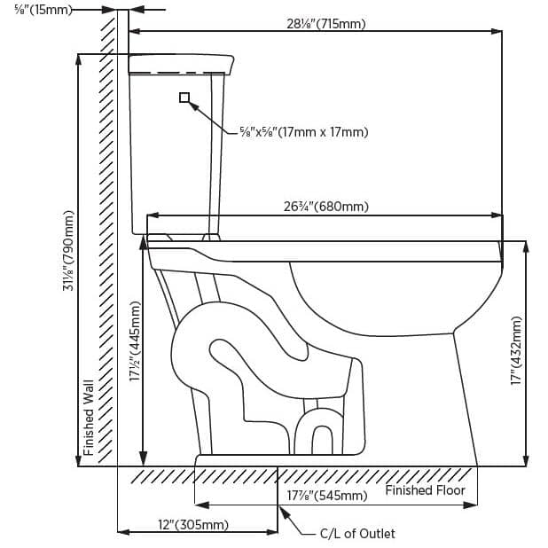 4.8 L Easley Round Toilet with Flush Guard Technology - White, 17"