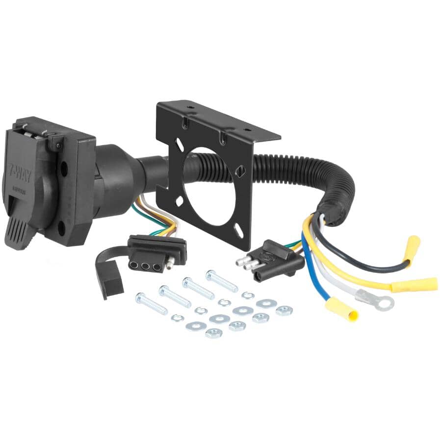 7-Way RV Blade to 4-Way Flat Vehicle Trailer Electrical Adapter
