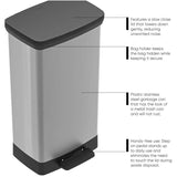 Deco Stainless Steel Step-On Garbage Can - 50 L