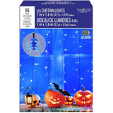 Halloween Curtain 96 LED Light Set - Blue Spiders