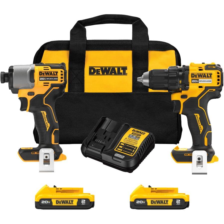 20V Max Lithium-ion Cordless Drill Driver & Impact Driver Combo Kit - with 2 Batteries, Charger, & Tool Bag