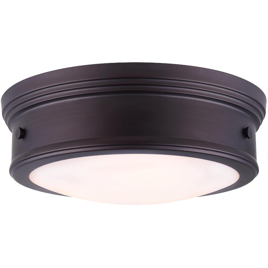 Boku 2 Light Flush Mount Light Fixture - Oil Rubbed Bronze with Flat Opal Glass, 13''