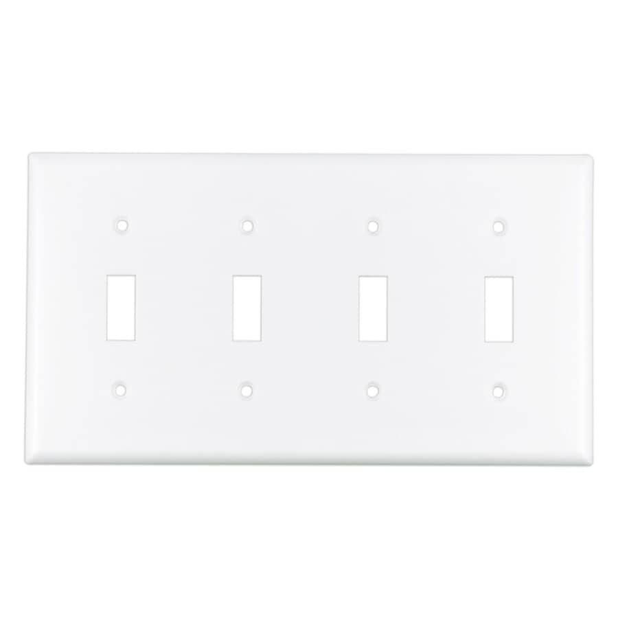 White Plastic 4-Toggle Switch Plate