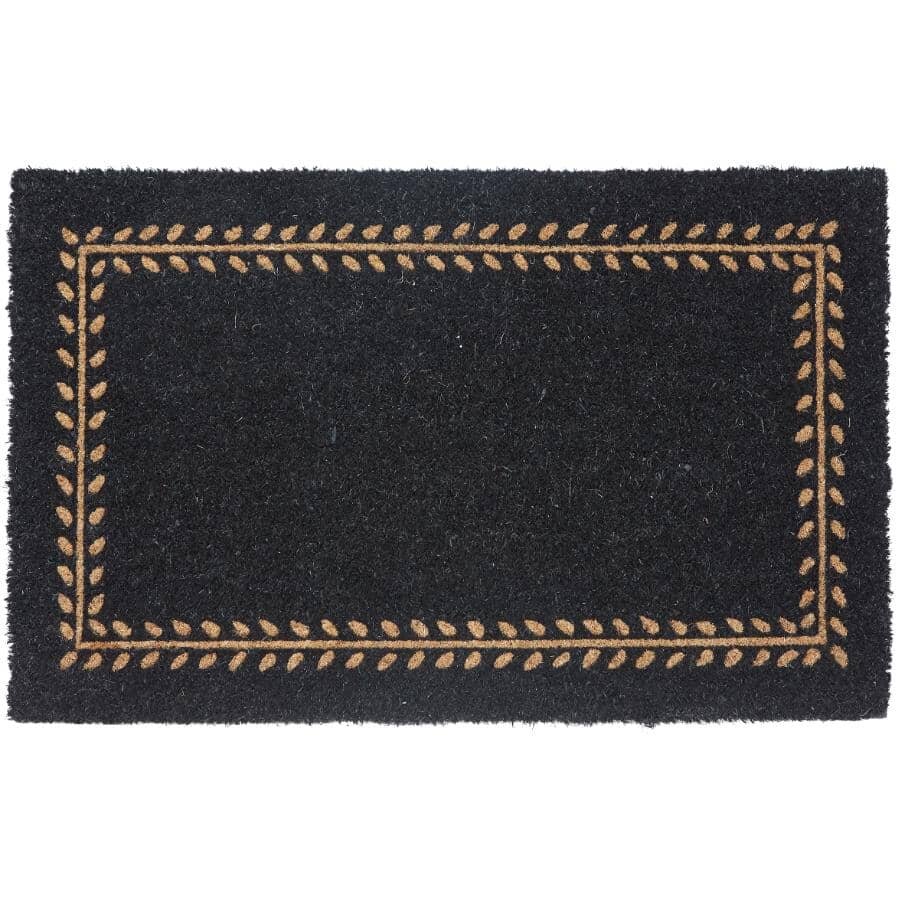 Black with Natural Border Coir Door Mat - 18" x 30"