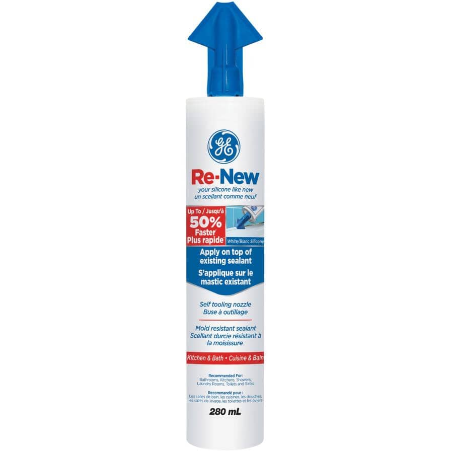 Re-New Kitchen & Bath Silicone Caulking - White, 280 ml