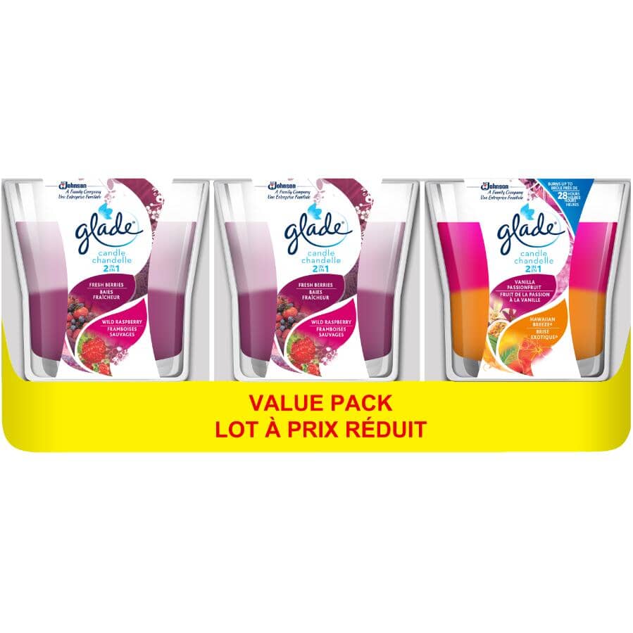 3 Pack Berry Scented 2-In-1 Candles