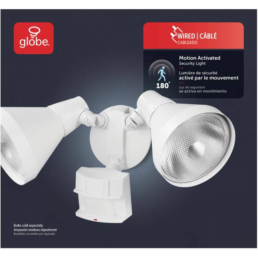 2 Light 180 Degree Motion Detector Security Light - White