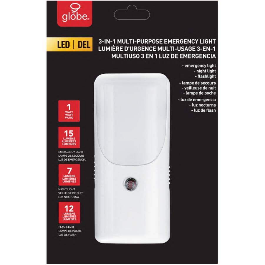 3-in-1 Power Failure LED Night-Light with On/Off Switch